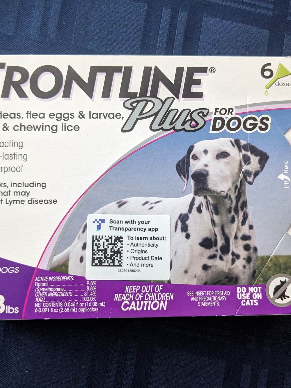 Frontline Plus for Dogs - 6 Doses. 45-88 Lbs